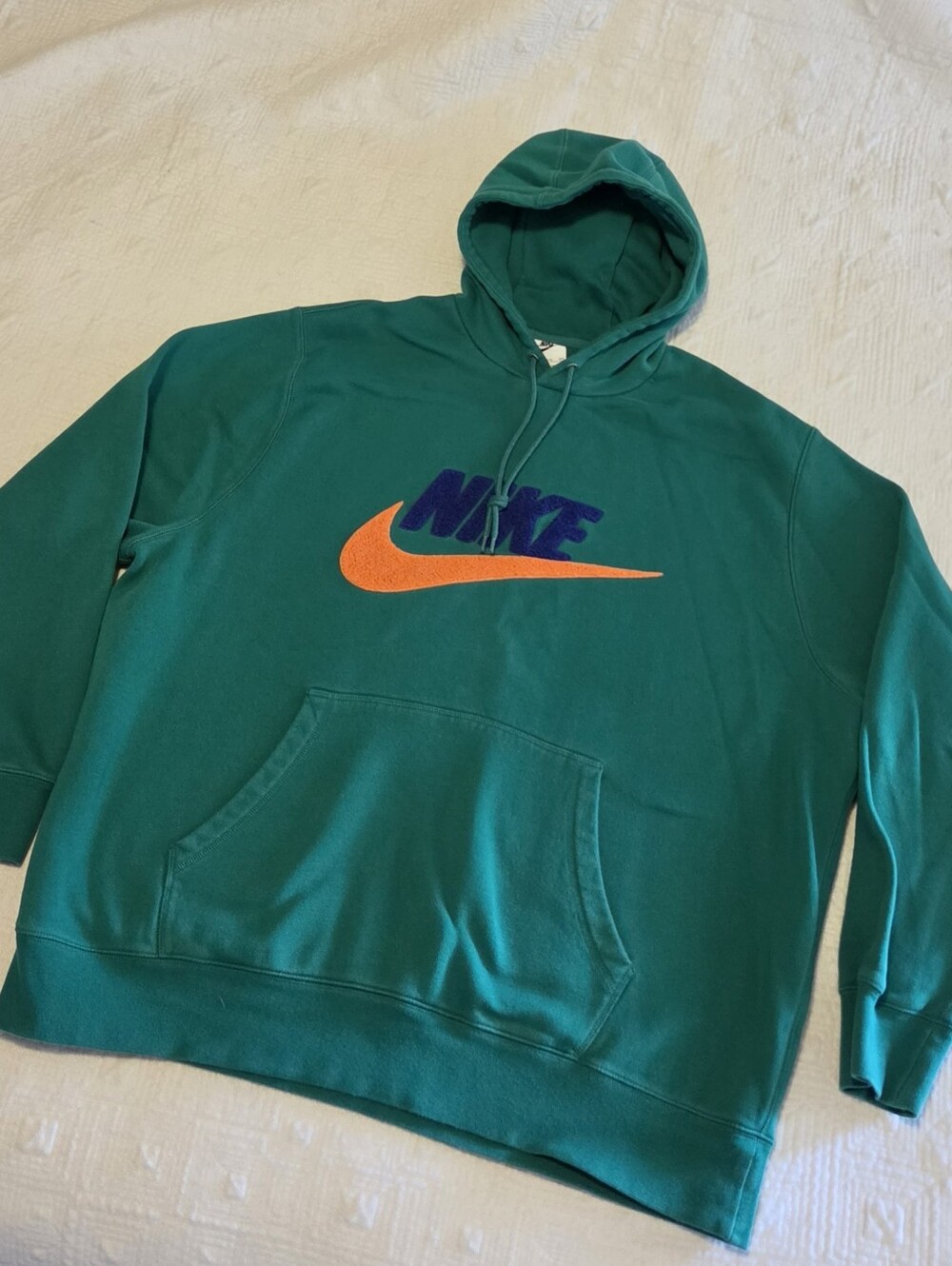 Nike Club Fleece Green Pullover Hoodie With Knit Logo And Swoosh, Size XXL